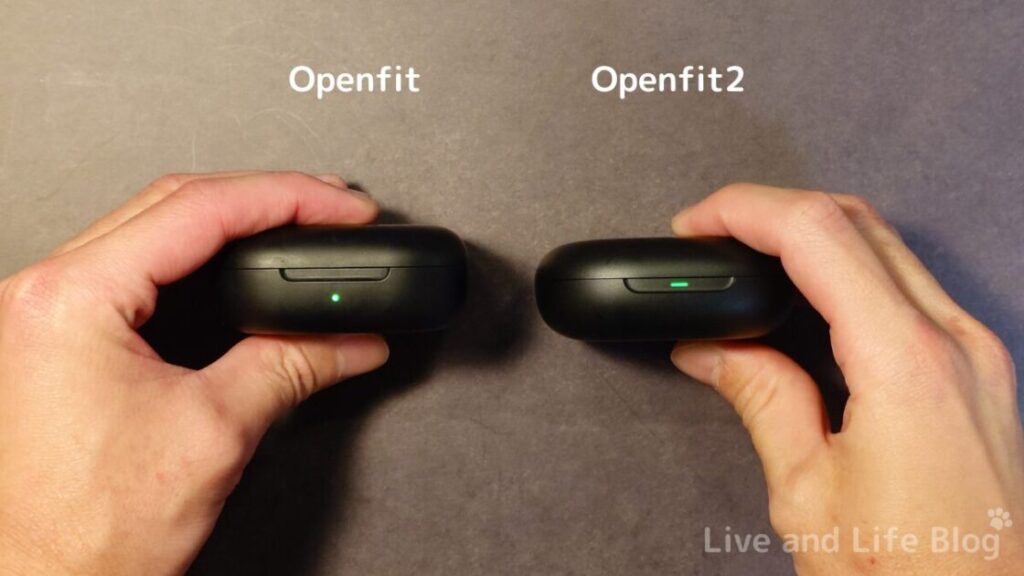 shokz openfit2 レビュー 充電ケース LEDインジケーターの比較（Openfit vs. Openfit2）